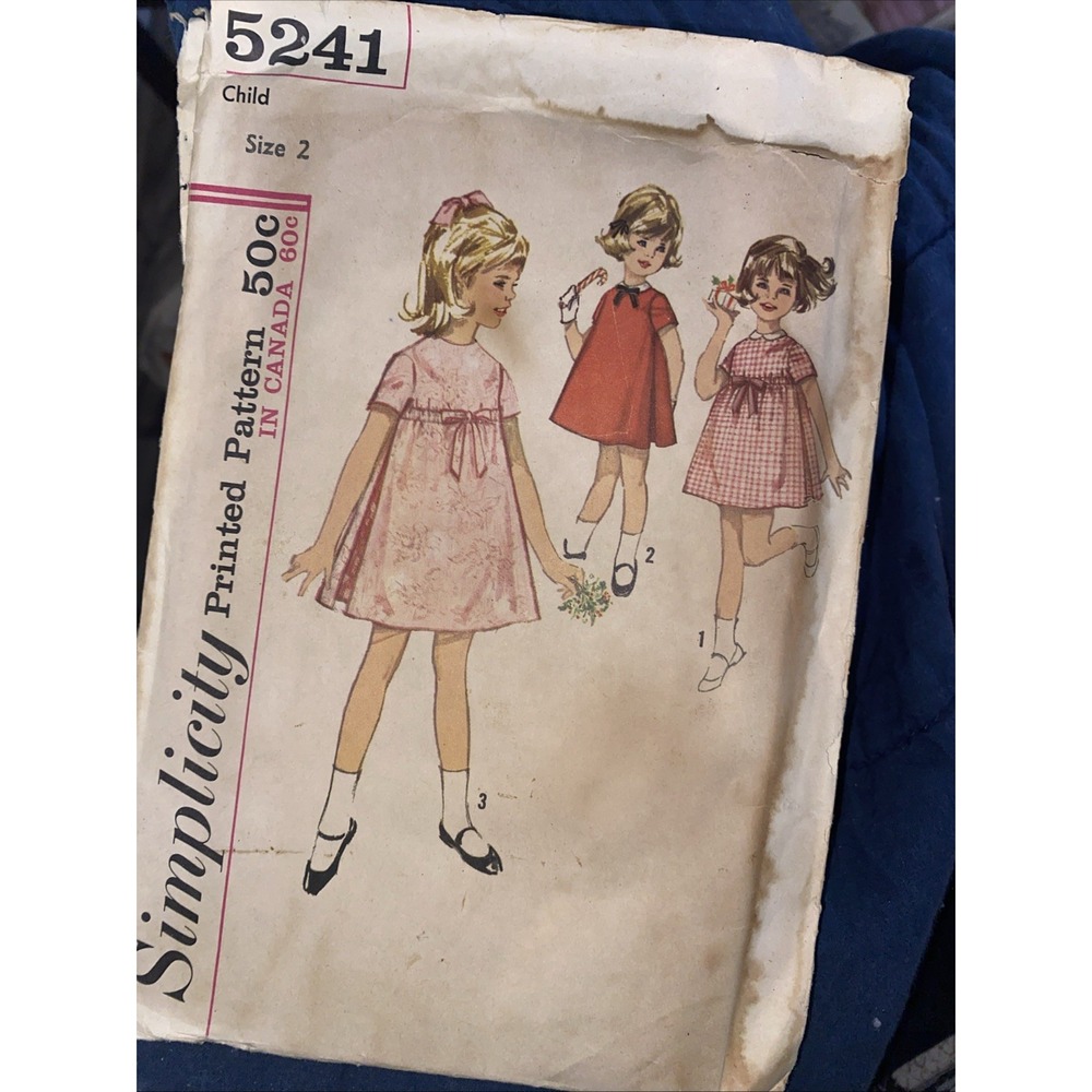 Darling VTG 63 SIMPLICITY 5261 Girls Dress in 3 Looks Size 2 Cut Complete